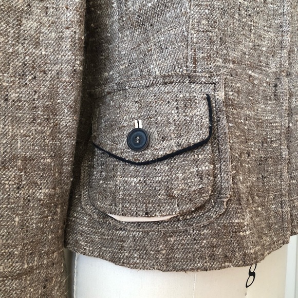 PRADA Silk Tweed Black Trim Beige Blazer 03-5245-8581 - Picture 4 of 14